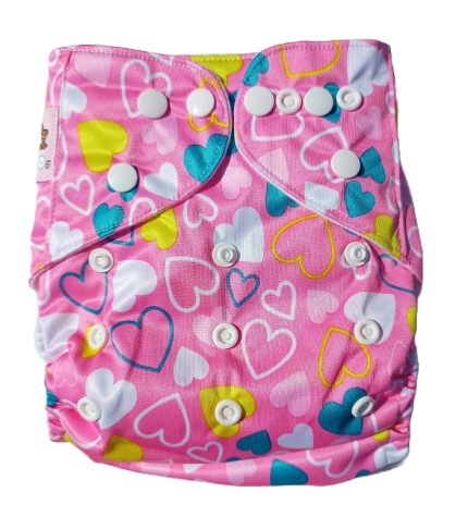 Pañal de bolsillo clásico diseño corazón rosado